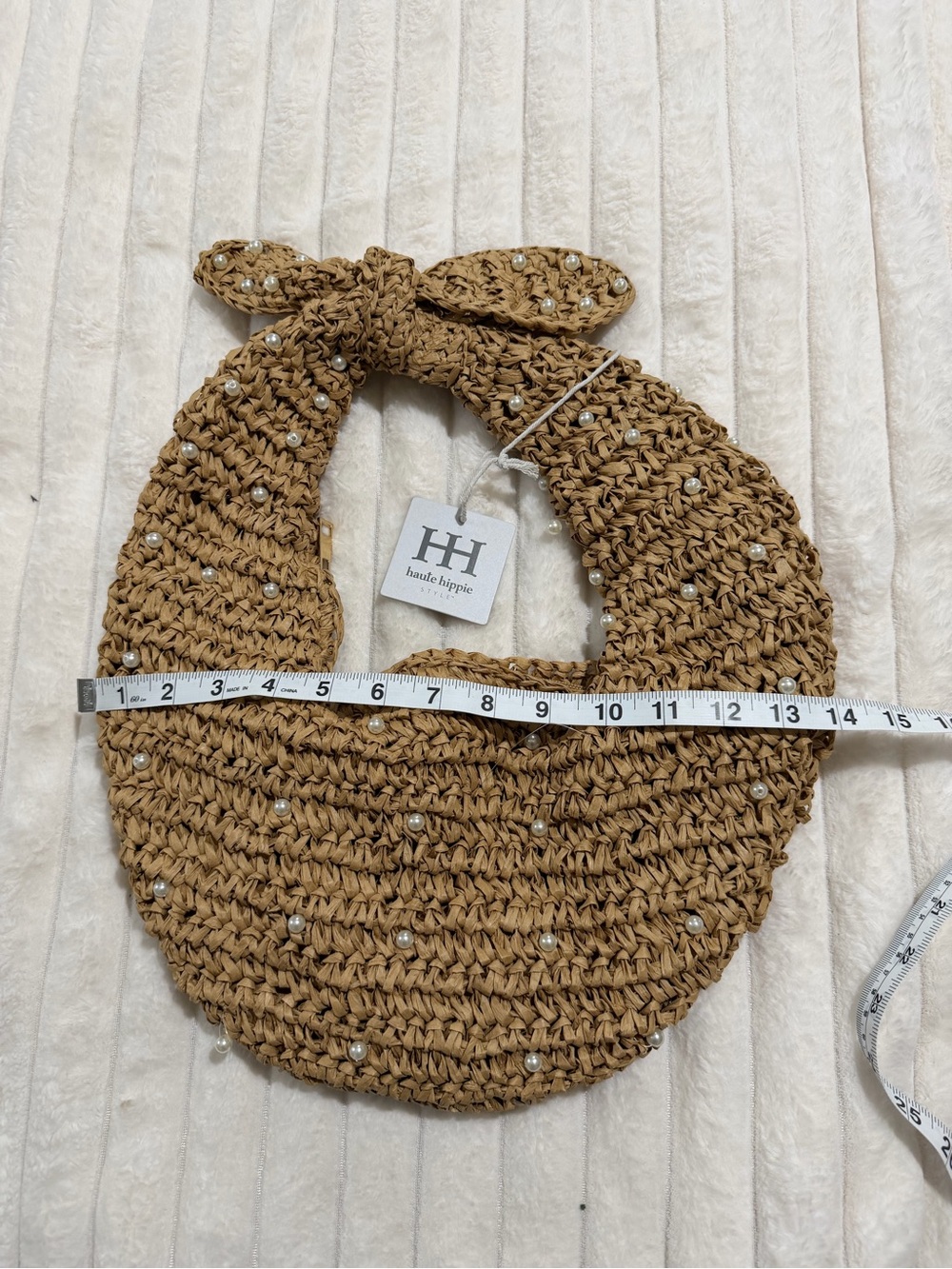 Haute Hippie Tan Woven Pearl-Embellished Shoulder Bag - Picture 4 of 5